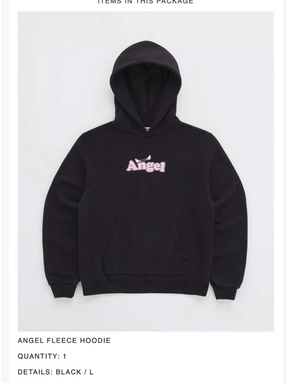 Cherry LA Black Hoodie with Pink "Angel" Graphic